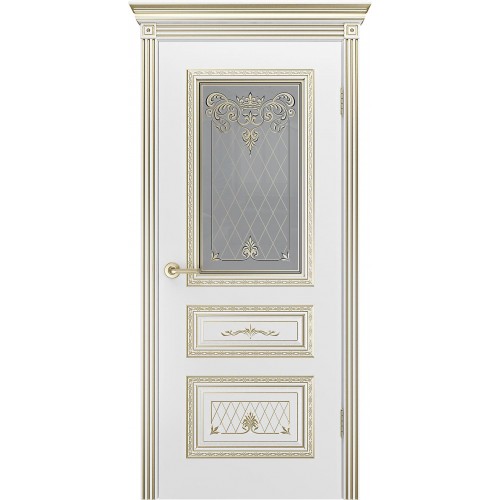 Межкомнатная дверь Viva Трио Корона белая эмаль (со стеклом)