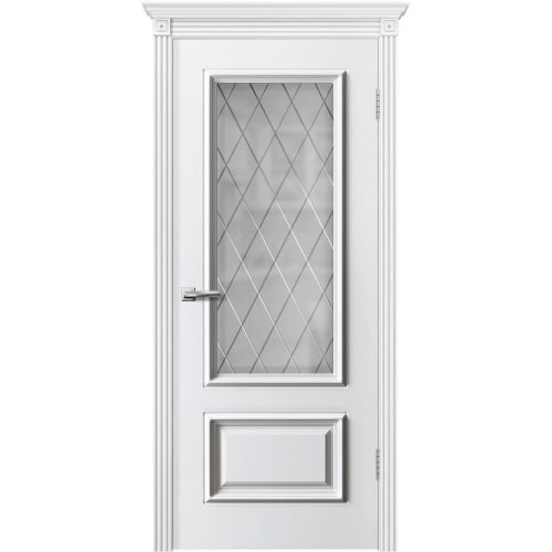 Межкомнатная дверь Viva Дуэт белая эмаль (со стеклом)