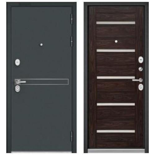Входная дверь Бульдорс Standart 90 Черный шелк D-4, Crystal 3 Дуб темный, Lakobel Crystal White