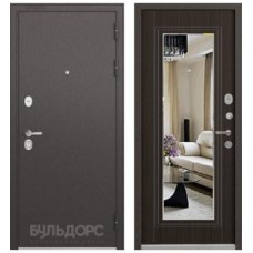Входная дверь Бульдорс Standart 90 Черный шелк, Ларче шоколад 9S-140 miror-зеркало