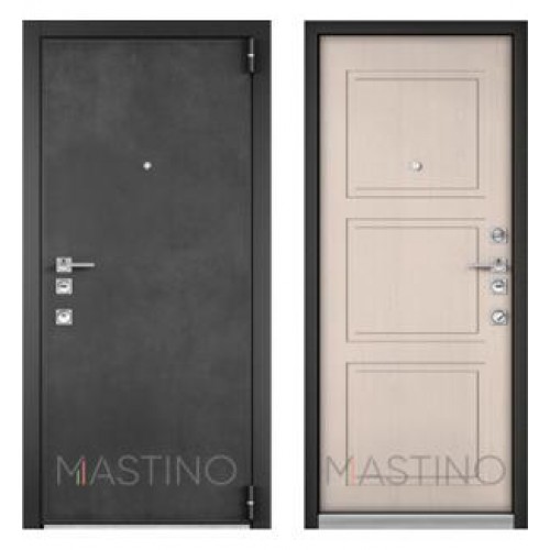 Входная дверь Mastino Forte Реалвуд графит горизонт MS-100, Синхропоры милк MS-106
