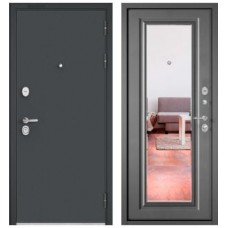 Входная дверь Бульдорс Standart 90 Черный шелк, Бетон серый 9S-140 miror-зеркало