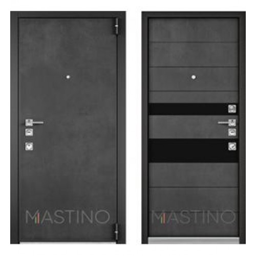 Входная дверь Mastino Forte Реалвуд графит горизонт MS-100, Бетон дарк MS-118