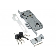 Замок врезной с секретным двухрядным цилиндром Adden Bau LOCK 4585 5-60B D CHROME