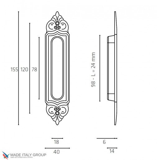 Ручка для раздвижной двери Venezia U122 DECOR полированная латунь (1шт.)