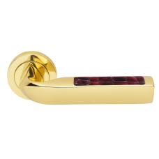 Дверные ручки Morelli Luxury MATRIX-2 OTL/COCCODRILLO Цвет - Золото/вставка из натуральной кожи крокодила