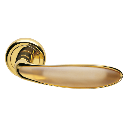 Дверные ручки Morelli Luxury MURANO OTL/AMBRA Цвет - Золото/матовое стекло янтарь