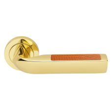 Дверные ручки Morelli Luxury MATRIX-2 OTL/LIZARD Цвет - Золото/вставка из искусственной кожи ящерицы