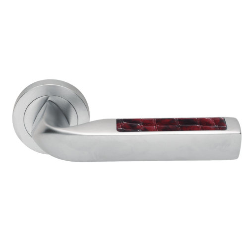 Дверные ручки Morelli Luxury MATRIX-2 CSA/COCCODRILLO Цвет - Матовый хром/вставка из натуральной кожи крокодила