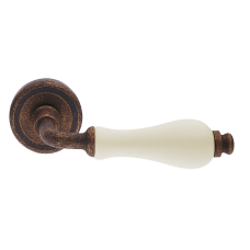 Дверные ручки Morelli Luxury CERAMICA OBA/BIA с керамической вставкой Цвет - Античная бронза/Керамика белая