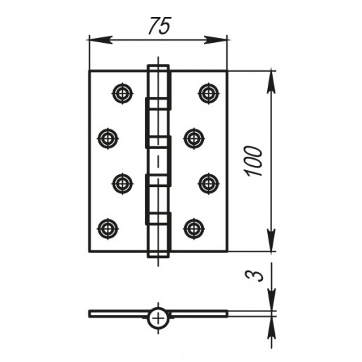 Петля универсальная Armadillo (Армадилло) 4500C (500-C4) 100x75x3 AB Бронза Box