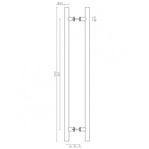 Ручка-скоба PH-22-25/825-INOX Fuaro (Фуаро) (нержавейка 304)