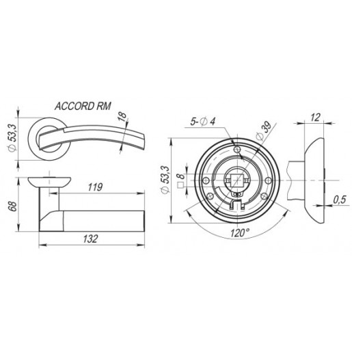 Ручка раздельная Fuaro (Фуаро) ACCORD RM AB/GP-7