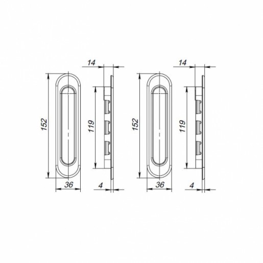 Ручки Punto (Пунто) для раздвижных дверей Soft LINE SL-010 SG