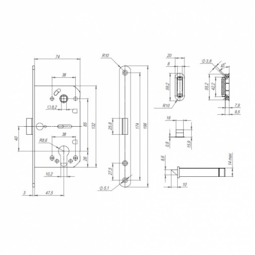 Корпус замка Punto (Пунто) ML85-50 BL (черный)