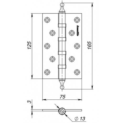 Петля универсальная Armadillo (Армадилло) 5500A (500-A5) 125х75х3 PN Перл никель Box