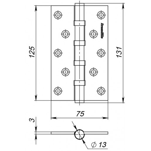 Петля универсальная Armadillo (Армадилло) 5500C (500-C5) 125х75х3 AB Бронза Box
