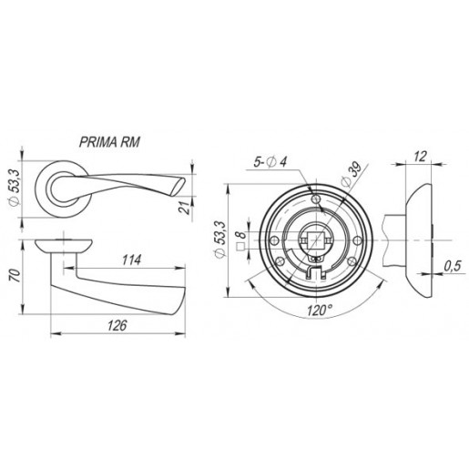 Ручка раздельная Fuaro (Фуаро) PRIMA RM SG/GP-4