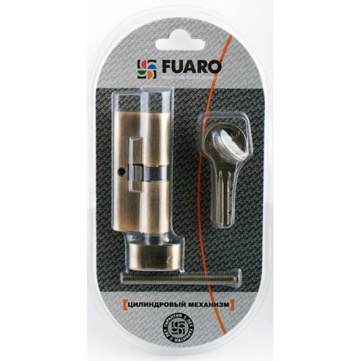 Цилиндровый механизм Fuaro (Фуаро) с вертушкой R302/60 mm-BL (25+10+25) PB латунь 5 кл. БЛИСТЕР