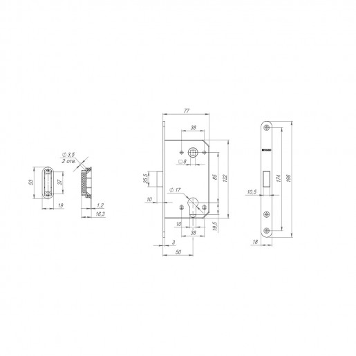 Замок межкомнатный Fuaro (Фуаро) под цилиндр MAGNET M85C-50 BL-24 черный (new plate)