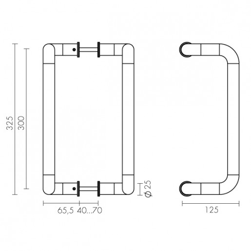 Ручка-скоба PH-25-25/300-INOX Fuaro (Фуаро) (нержавейка 304)