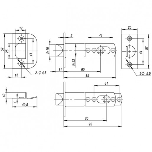 Ручка защелка Ajax (Аякс) 6082 SN-B (фик.) мат. никель
