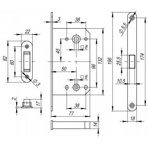 Защелка врезная Fuaro (Фуаро) MAGNET M96WC-50 CP хром