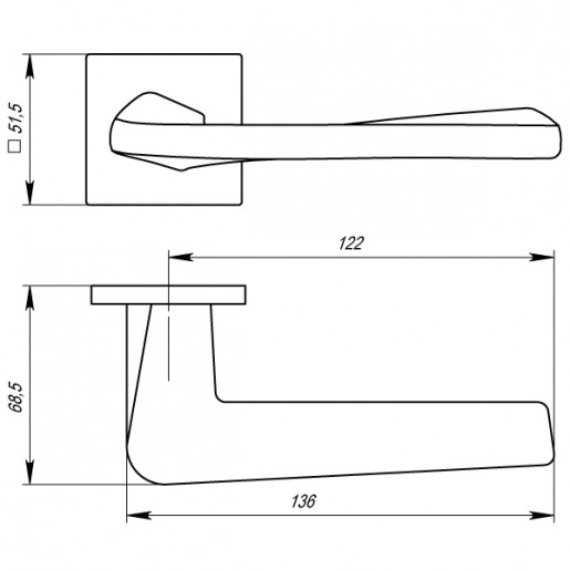 Ручка раздельная Armadillo (Армадилло) TORSO USS CP-8 Хром