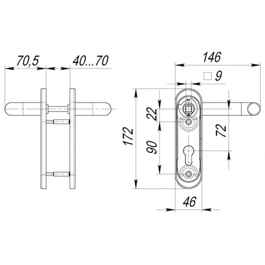 Ручка дверная Fuaro (Фуаро) DH-0433 NE (ЧЕРНАЯ) с пружиной для замка (FL-0432, 0433, 0434), НЕЙЛОН