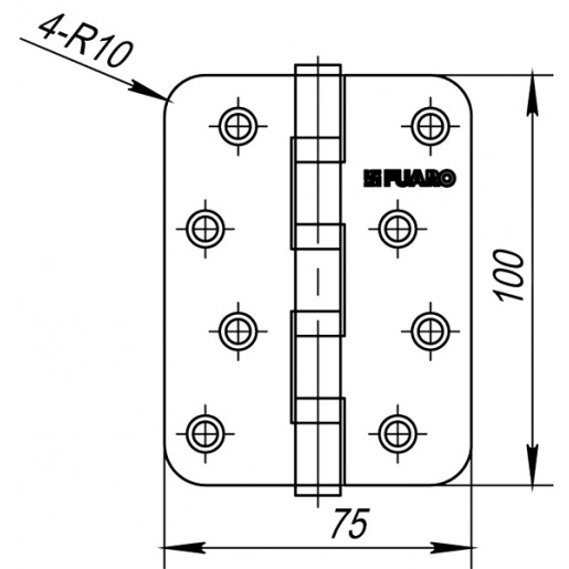 Петля универсальная Fuaro (Фуаро) 4BB-R10 100x75x2,5 PB (латунь)