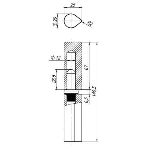 Приварная петля Fuaro Т1254/140х20x25 мм с подшипником