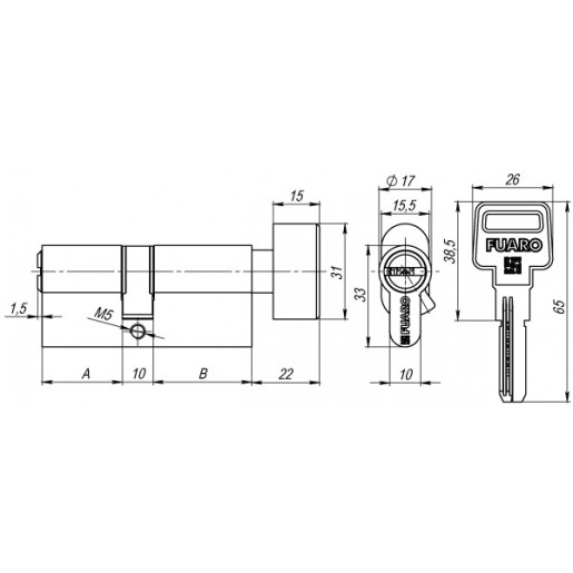 Цилиндровый механизм Fuaro (Фуаро) с вертушкой R602/90 mm (40+10+40) CP хром 5 кл.
