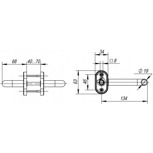 Ручка раздельная Fuaro (Фуаро) DSS-0203P/19 (нержавейка), квадрат 8x140 мм