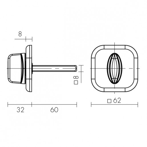 Ручка поворотная Fuaro (Фуаро) BKW8x60 XL (хром) CP-8
