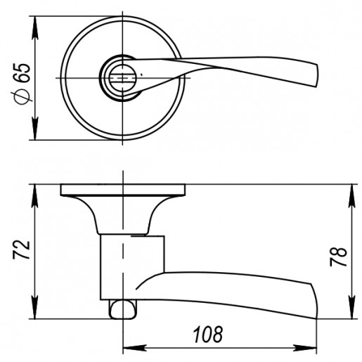 Ручка защелка Ajax (Аякс) 6010 SN-P (без фик.) мат. никель