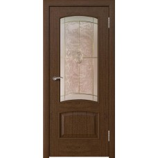 Межкомнатная дверь Ellada Porte Аврора Сапель тон 2 Фрост (плёночный витраж с эффектом «Мороз»)