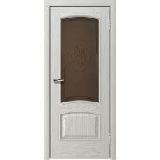 Межкомнатная дверь Ellada Porte Аврора Дуб белый Ландыш (пескоструйная обработка + Овал гравировка)