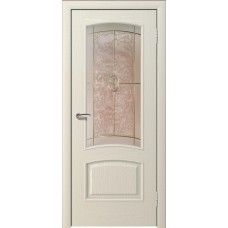 Межкомнатная дверь Ellada Porte Аврора Слоновая кость Фрост (плёночный витраж с эффектом «Мороз»)