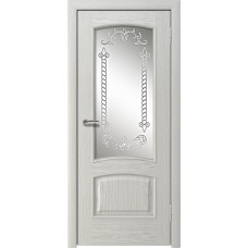 Межкомнатная дверь Ellada Porte Аврора Дуб белый Орус(контурный витраж)