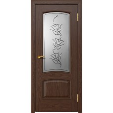 Межкомнатная дверь Ellada Porte Аврора Дуб бургундский Вьюн гравировка