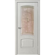 Межкомнатная дверь Ellada Porte Аврора Дуб белый Фрост (плёночный витраж с эффектом «Мороз»)