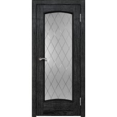 Межкомнатная дверь Ellada Porte Аврора 2 Дуб чёрный патина серебро Ромб гравировка
