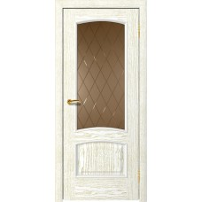 Межкомнатная дверь Ellada Porte Аврора Дуб белый патина золото Ромб гравировка