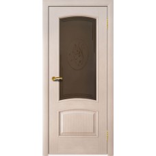 Межкомнатная дверь Ellada Porte Аврора Дуб белёный Ландыш (пескоструйная обработка + Овал гравировка)