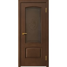 Межкомнатная дверь Ellada Porte Аврора Анегри тёмный Ландыш (пескоструйная обработка + Овал гравировка)
