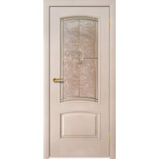 Межкомнатная дверь Ellada Porte Аврора Дуб белёный Фрост (плёночный витраж с эффектом «Мороз»)