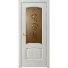 Межкомнатная дверь Ellada Porte Аврора Дуб белый Вьюн гравировка