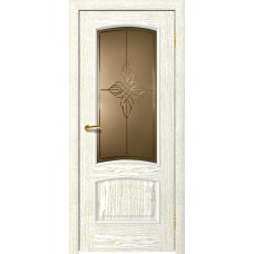 Межкомнатная дверь Ellada Porte Аврора Дуб белый патина золото Юлия гравировка