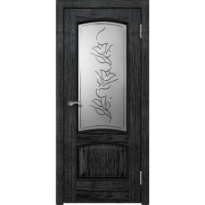 Межкомнатная дверь Ellada Porte Аврора Дуб чёрный патина серебро Вьюн гравировка