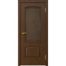 Межкомнатная дверь Ellada Porte Аврора Сапель тон 2 Ландыш (пескоструйная обработка + Овал гравировка)